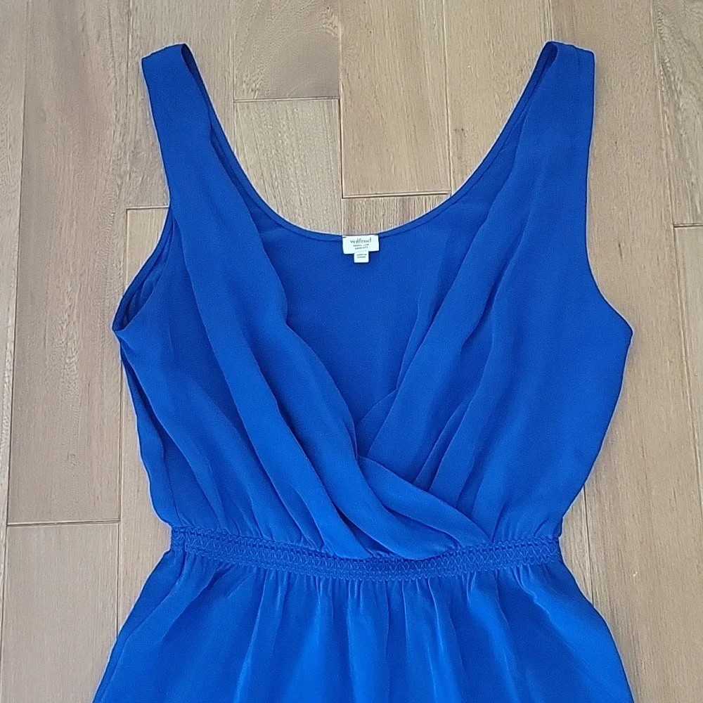 Wilfred Aritzia‎ Blue Silk Dress Mini Suplice Neckline XS